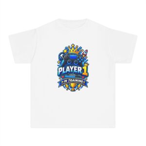 Player 1 In Training T-Shirt | Kids' Blue Gaming Graphic Tee