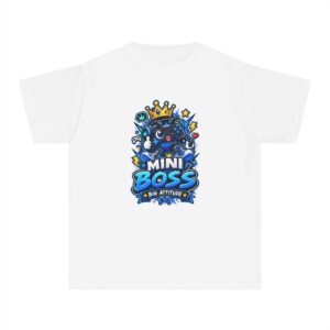 Mini Boss Big Attitude T-Shirt | Kids' Blue Gaming Graphic Tee