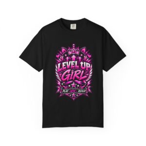 Level Up Girl T-Shirt | Women's Play Win Repeat Gaming Tee