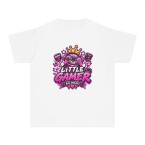 Little Gamer Big Dreams T-Shirt | Kids' Pink Gaming Graphic Tee